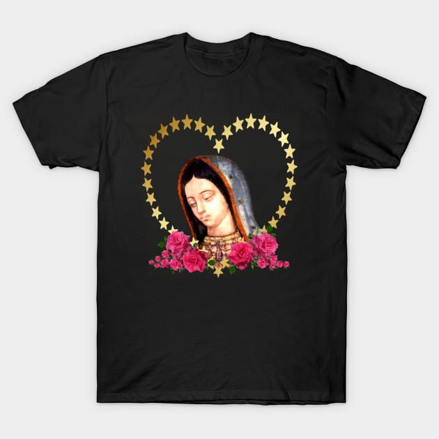 Our Lady of Guadalupe Mexican Virgin Mary Mexico Tilma BLK T-Shirt by hispanicworld